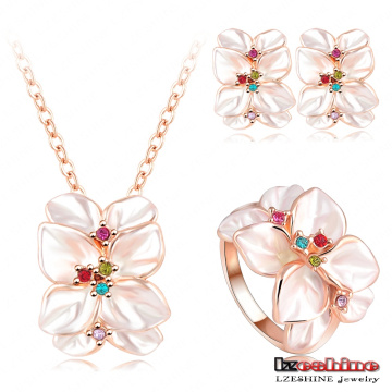 White Enamel Flower Jewelry Sets (ST0002-A)